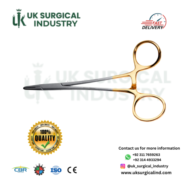 Neivert Needle Holder - Tungsten Carbide Serrated Jaws, One Angled Ring
